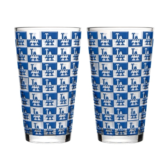 Logo Brands Los Angeles Dodgers Two-Pack Gridiron Stained 16oz. Pint Glass Set