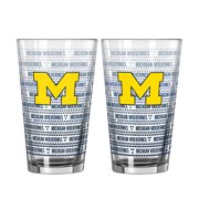 Logo Brands Michigan Wolverines Two-Pack Chant Fade 16oz. Pint Glass Set