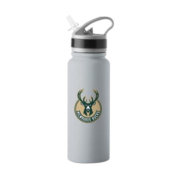 Logo Brands 716-S25UFTB-G8 Milwaukee Bucks 25 oz Gray Logo SingleWall FlipTop Bottle