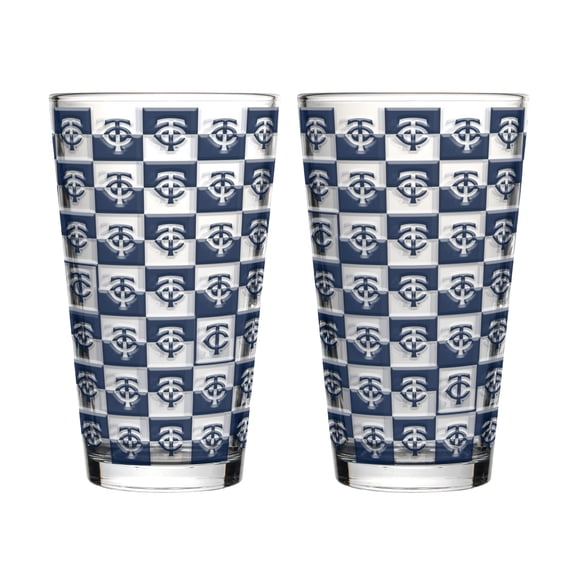 Logo Brands Minnesota Twins Two-Pack Gridiron Stained 16oz. Pint Glass Set
