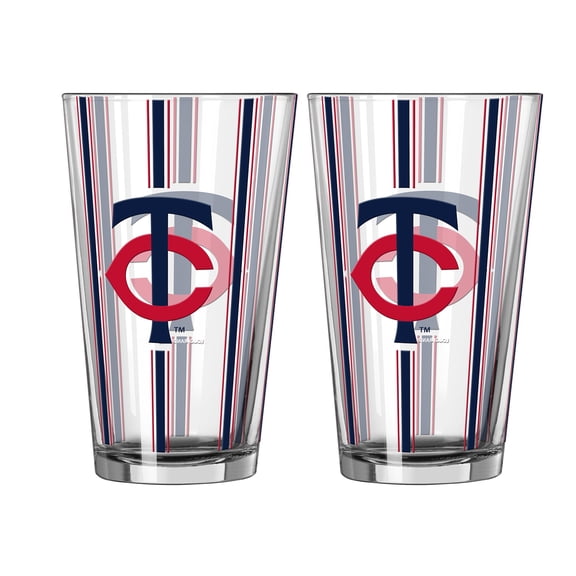 Logo Brands Minnesota Twins Two-Piece 16oz. Striped Pint Glass Set