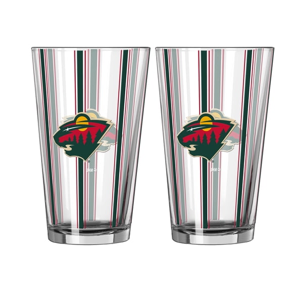 Logo Brands Minnesota Wild Two-Piece 16oz. Striped Pint Glass Set