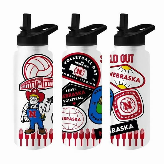 Logo Brands 182-S34QB-VD23 Nebraska Cornhuskers 2023 Volleyball Day 34 oz Native Quencher Bottle
