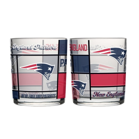 Logo Brands New England Patriots 12oz. Quilted Stained Two-Pack Rocks Glass Set