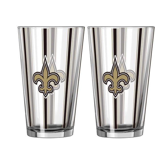 Logo Brands New Orleans Saints Two-Piece 16oz. Striped Pint Glass Set