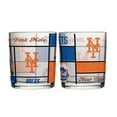 thumbnail image 1 of Logo Brands New York Mets 12oz. Quilted Stained Two-Pack Rocks Glass Set, 1 of 1