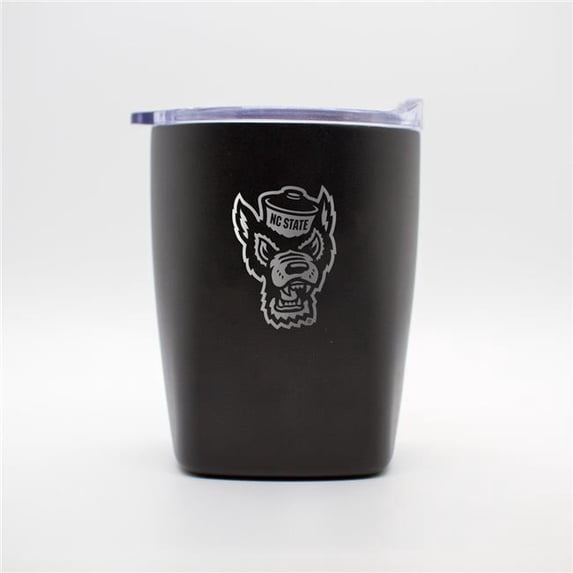 Logo Brands 186-S14PR-BLK-9 North Carolina State 10 oz Etch Black Powder Coat Rocks Tumbler