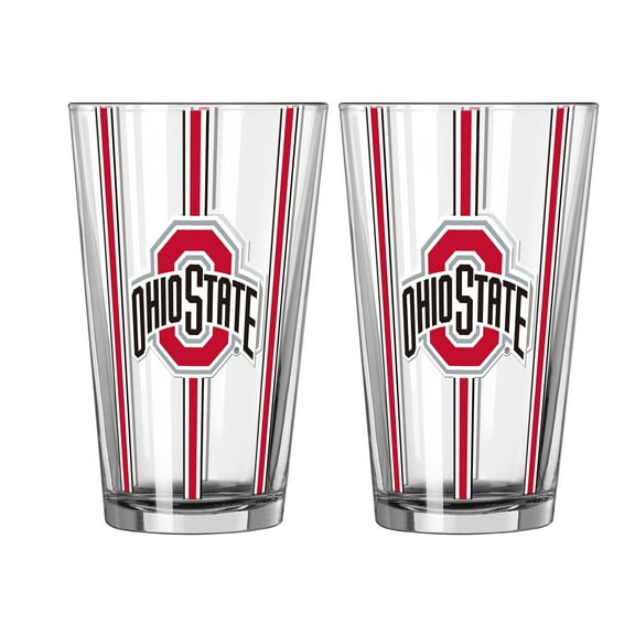 Logo Brands Ohio State Buckeyes Two-Piece 16oz. Striped Pint Glass Set
