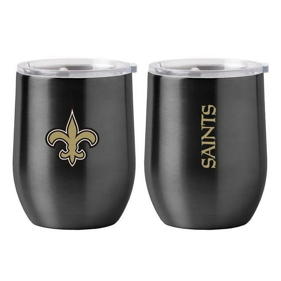Logo Brands 620-S16CB-1 Orleans Saints 16 oz Gameday Stainless Curved Beverage