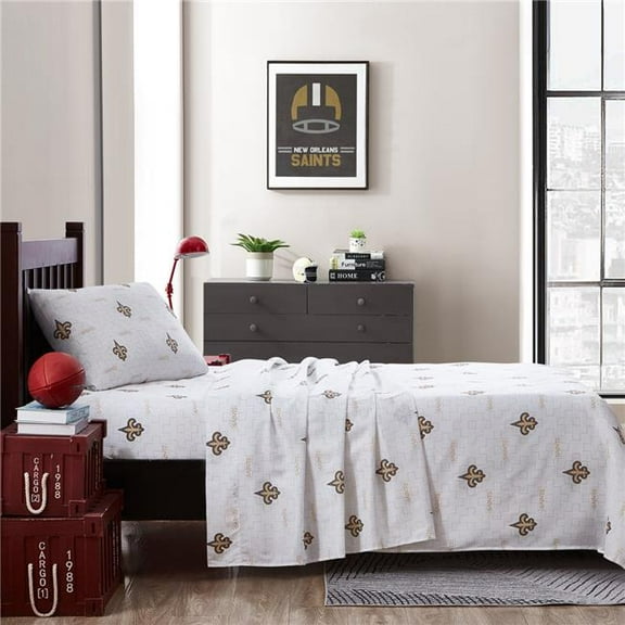 Logo Brands Orleans Saints Scatter Bedding Sheet Set Twin