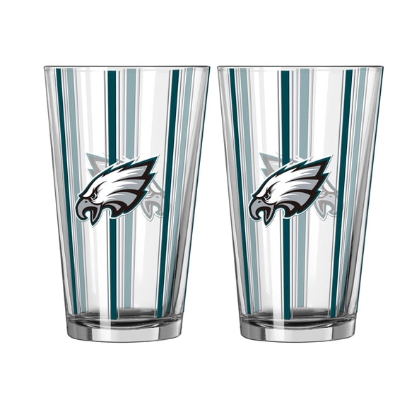 Logo Brands Philadelphia Eagles Two-Piece 16oz. Striped Pint Glass Set