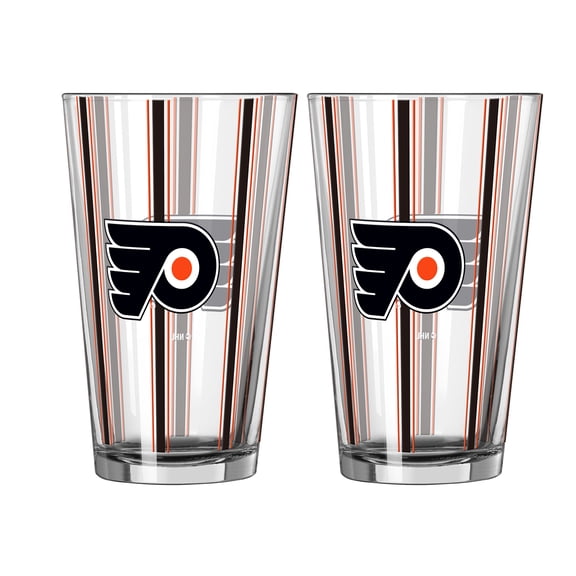 Logo Brands Philadelphia Flyers Two-Piece 16oz. Striped Pint Glass Set