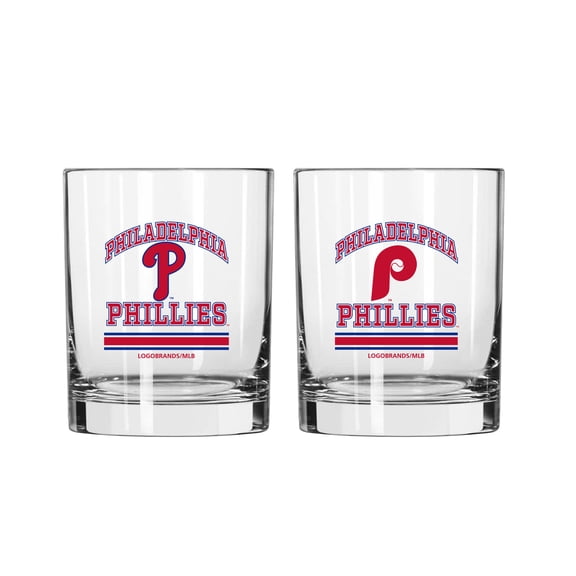 Logo Brands Philadelphia Phillies 12oz. Current & Throwback Logos Two-Pack Glass Set