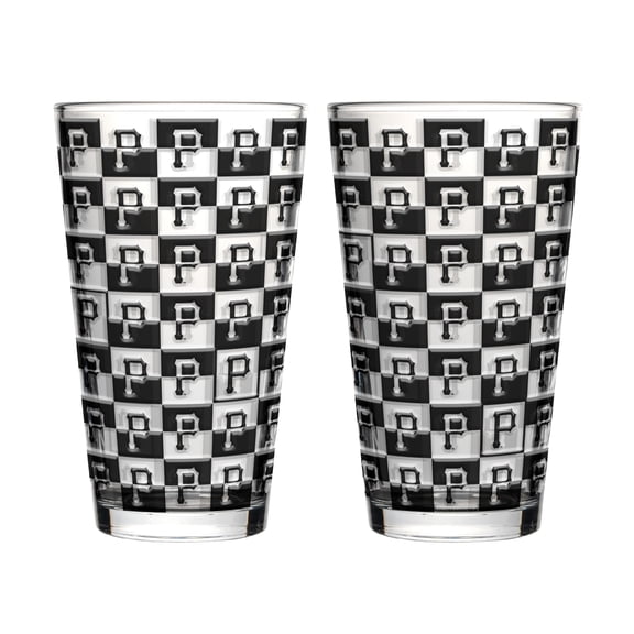 Logo Brands Pittsburgh Pirates Two-Pack Gridiron Stained 16oz. Pint Glass Set