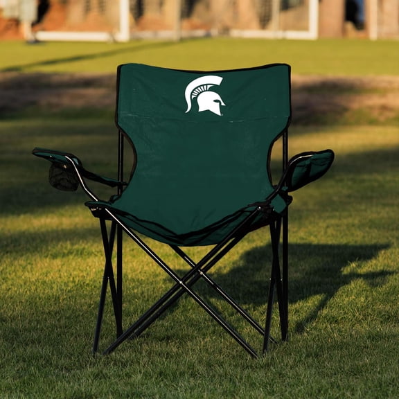 Logo Brands  Portable Quad Chair – Folding Tailgate Chair with Armrests, Built-In Cup - Includes Carry Bag