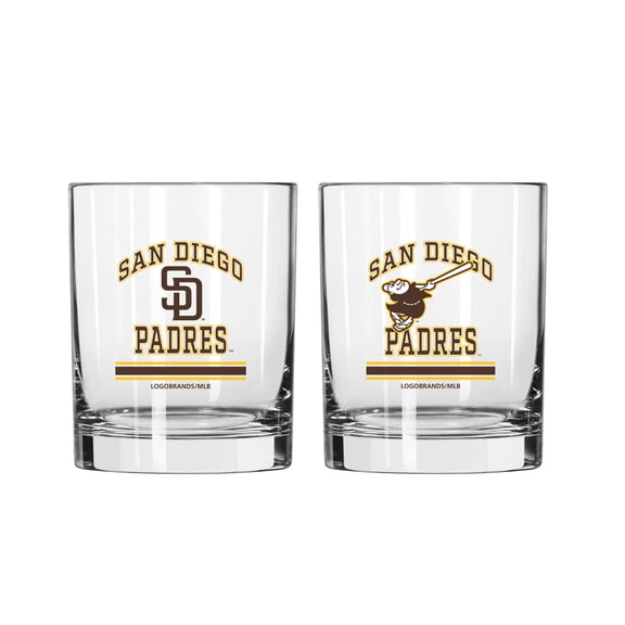 Logo Brands San Diego Padres 12oz. Current & Throwback Logos Two-Pack Glass Set