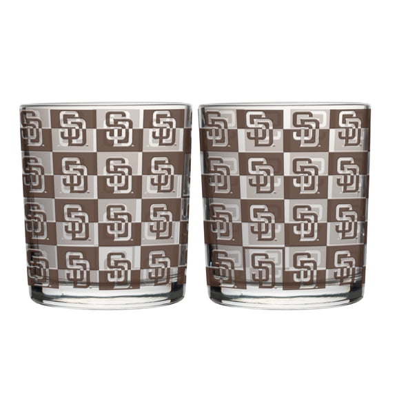 Logo Brands San Diego Padres Two-Pack 12oz. Gridiron Stained Rocks Glass Set