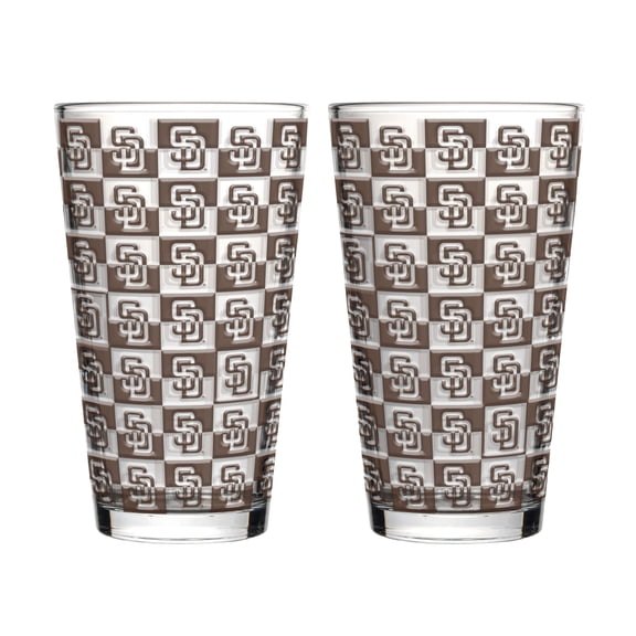 Logo Brands San Diego Padres Two-Pack Gridiron Stained 16oz. Pint Glass Set