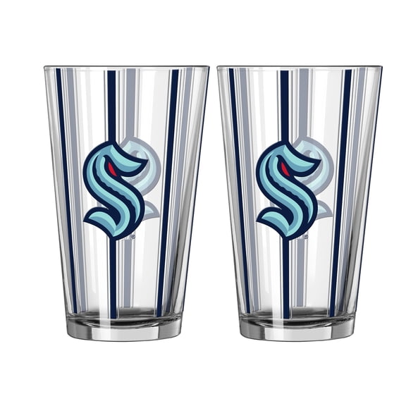 Logo Brands Seattle Kraken Two-Piece 16oz. Striped Pint Glass Set