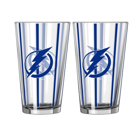 Logo Brands Tampa Bay Lightning Two-Piece 16oz. Striped Pint Glass Set