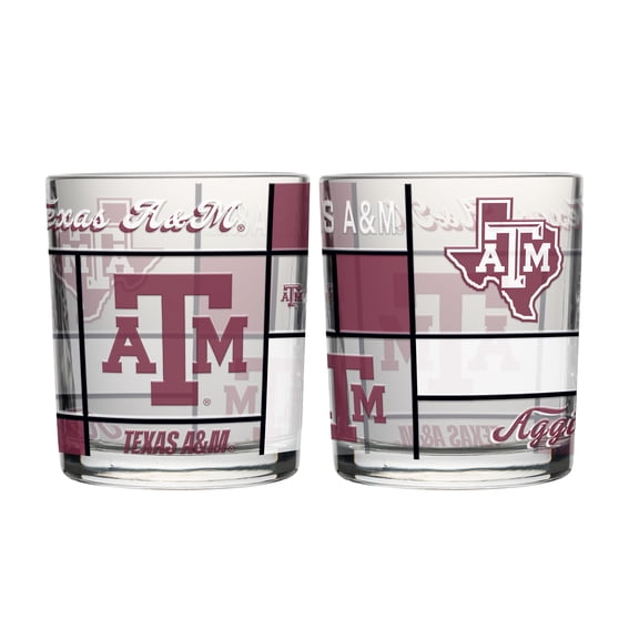Logo Brands Texas A&M Aggies 12oz. Quilted Stained Two-Pack Rocks Glass Set