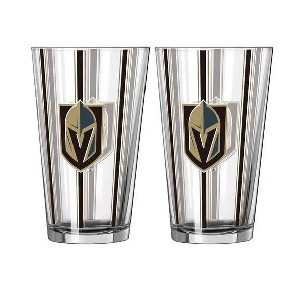Logo Brands Vegas Golden Knights Two-Piece 16oz. Striped Pint Glass Set