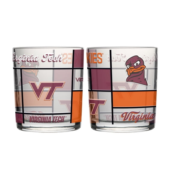 Logo Brands Virginia Tech Hokies 12oz. Quilted Stained Two-Pack Rocks Glass Set