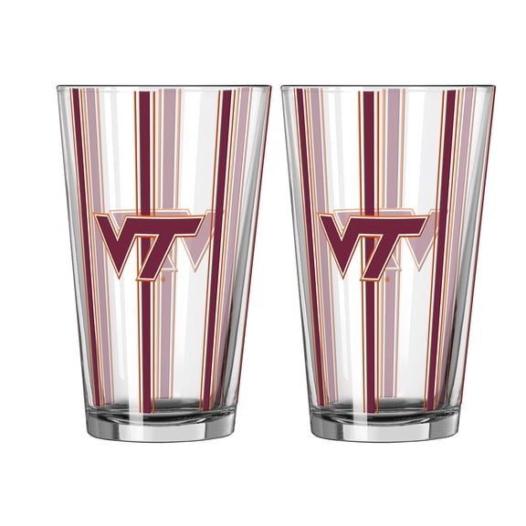 Logo Brands Virginia Tech Hokies Two-Piece 16oz. Striped Pint Glass Set