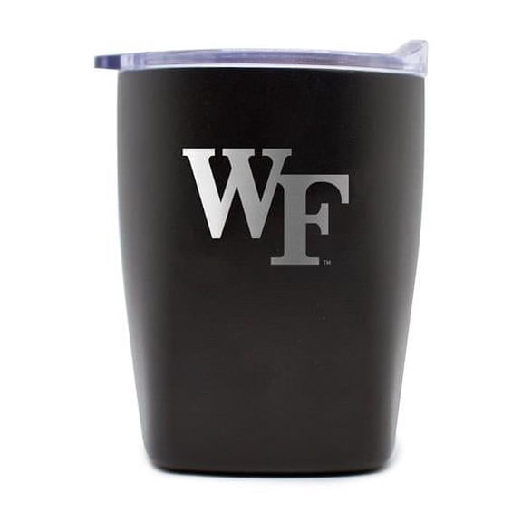 Logo Brands 236-S14PR-BLK-9 Wake Forest 10 oz Black Etch Powdercoat Rocks Tumbler