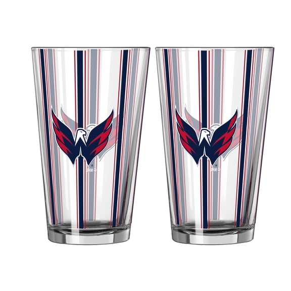 Logo Brands Washington Capitals Two-Piece 16oz. Striped Pint Glass Set