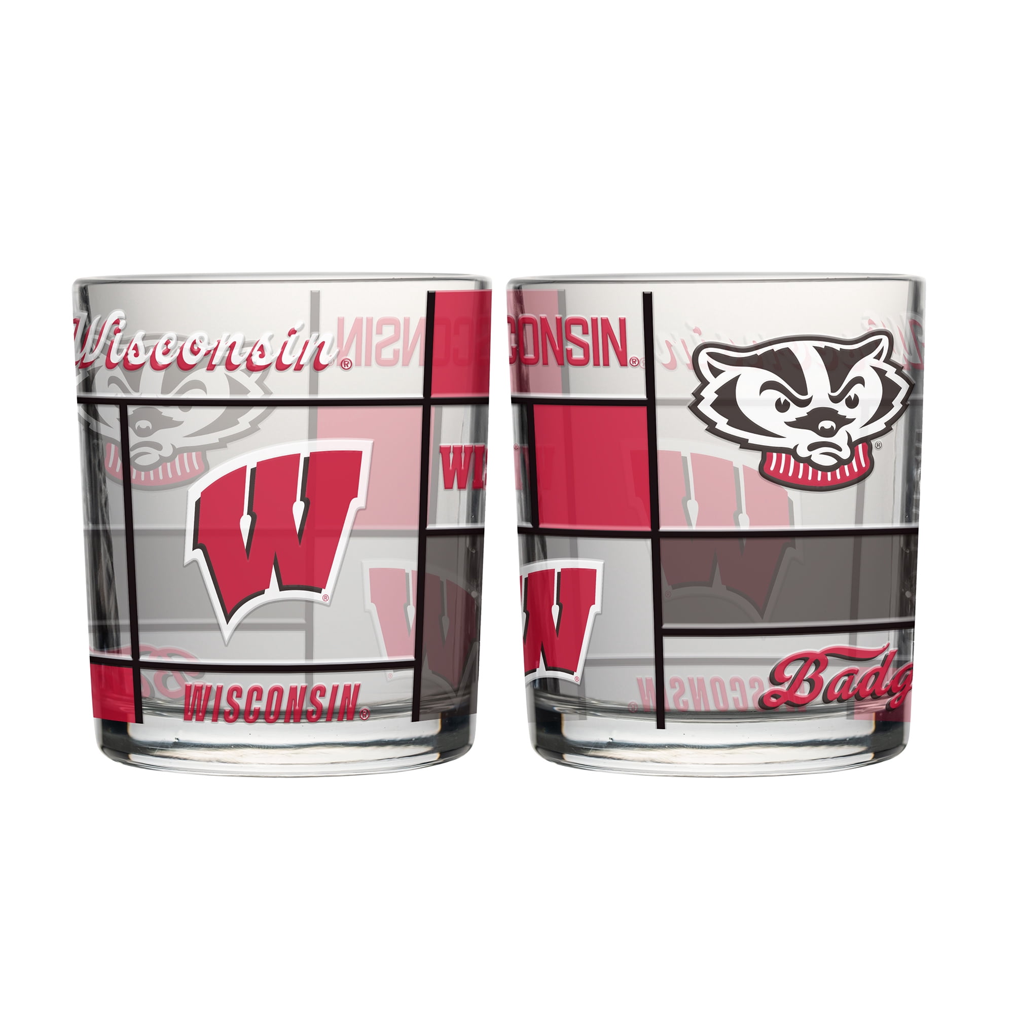Wisconsin Rocks Brandes Logo Brands Wisconsin Badgers 12oz. Quilted Stained Two-Pack Rocks ...