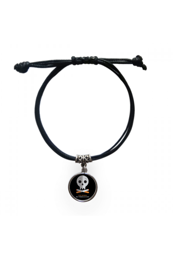 l Stop Smoking Bracelet Leather Rope Wristband Black Jewelry