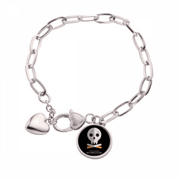 Logo Cartoon l Stop Smoking Heart Chain Bracelet Jewelry Charm Fashion