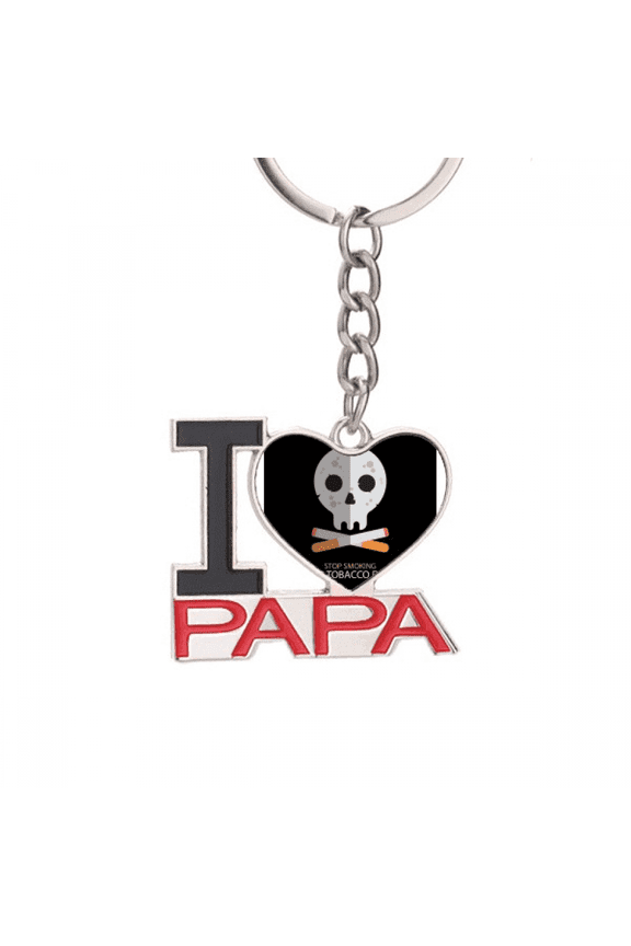 Logo Cartoon l Stop Smoking Keychain Metal Keyring Holder Love PAPA Father