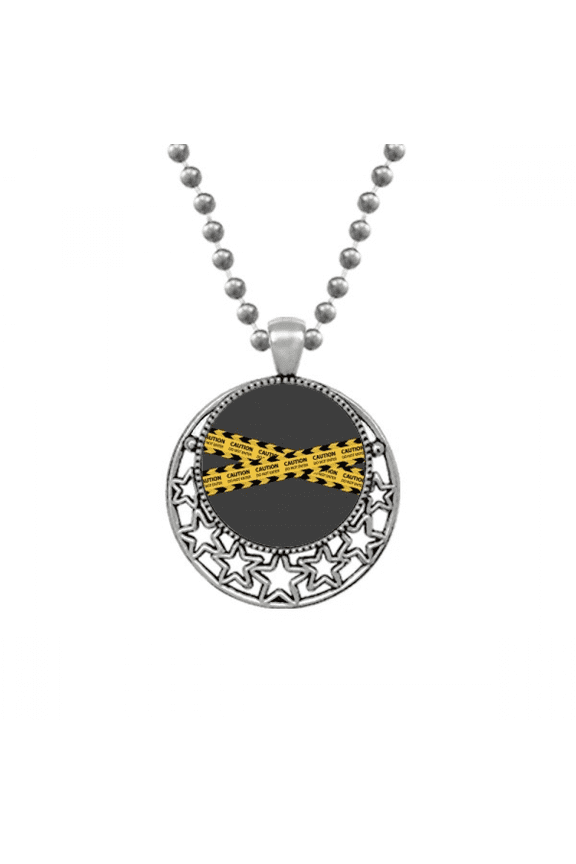 Logo Caution Line No Entry Necklaces Pendant Retro Moon Stars Jewelry