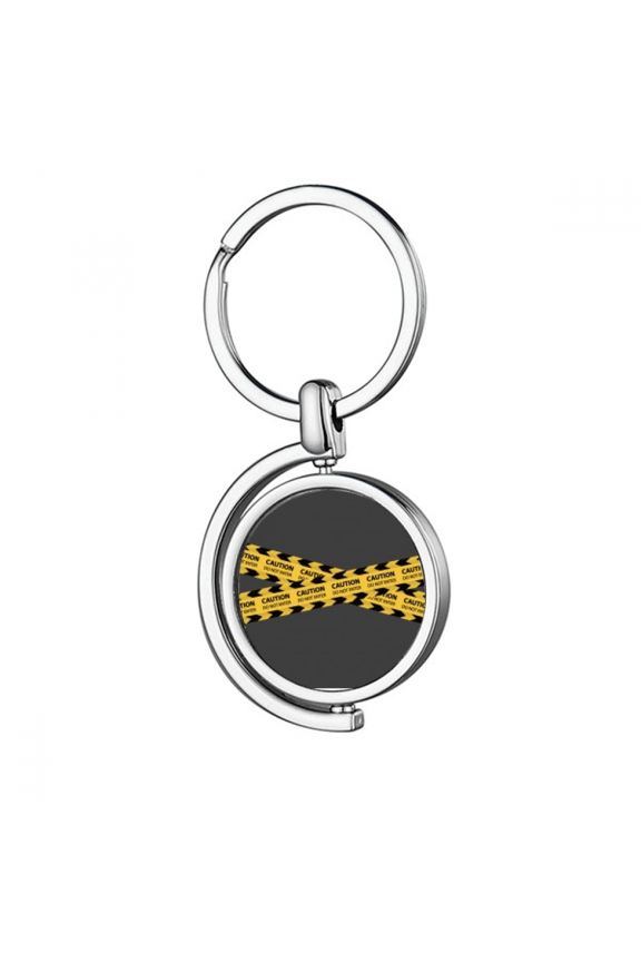 Logo Caution Line No Entry Rotating Keychain Metal Keyring Holder