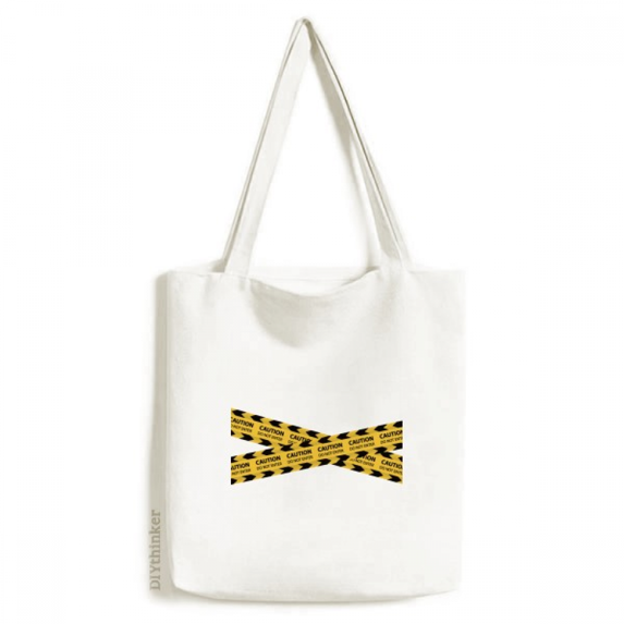 Logo Caution Line No Entry Tote Canvas Bag Shopping Satchel Casual Handbag