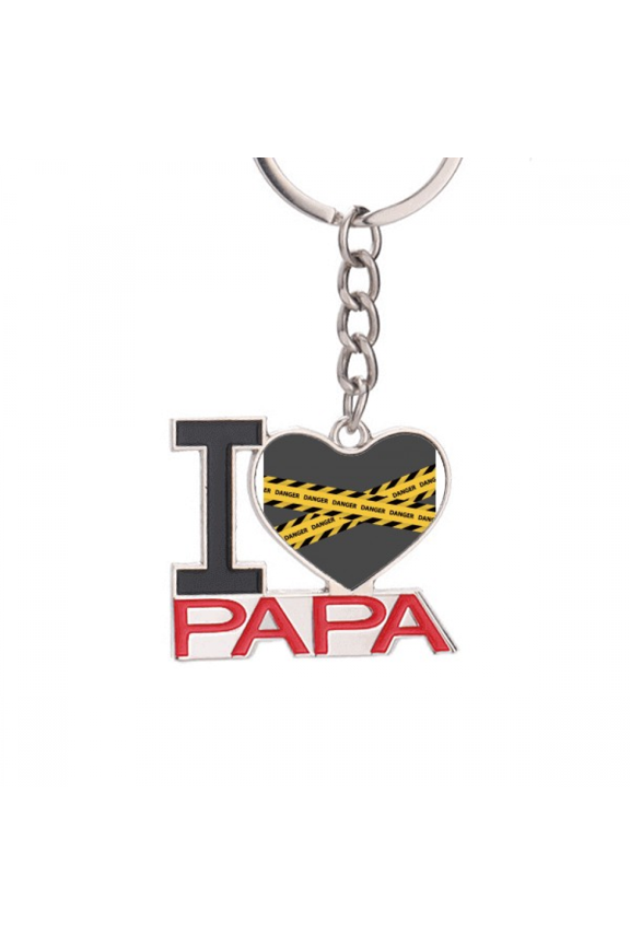 Logo Danger Warning Art Deco  Fashion Keychain Metal Keyring Holder Love PAPA Father