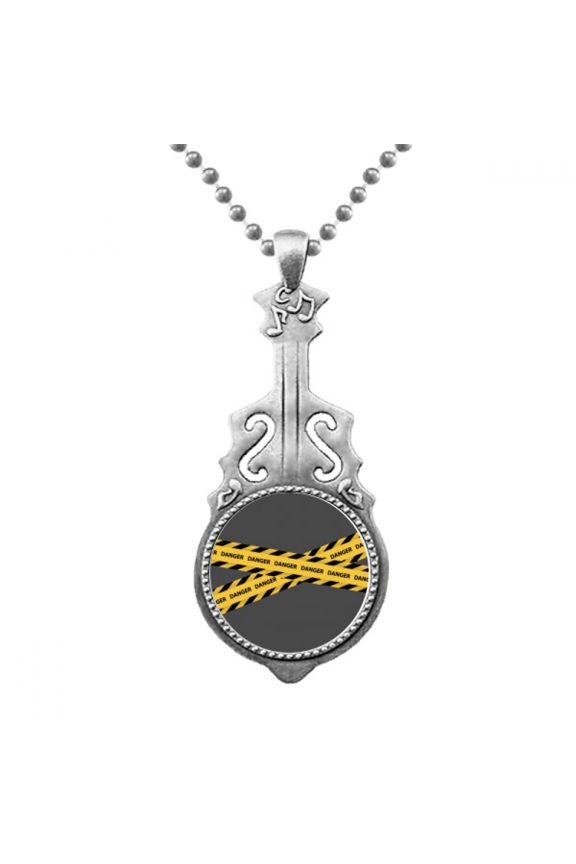 Logo Danger Warning Art Deco Fashion Pendant Jewelry Music Guitar Torque Hangtag