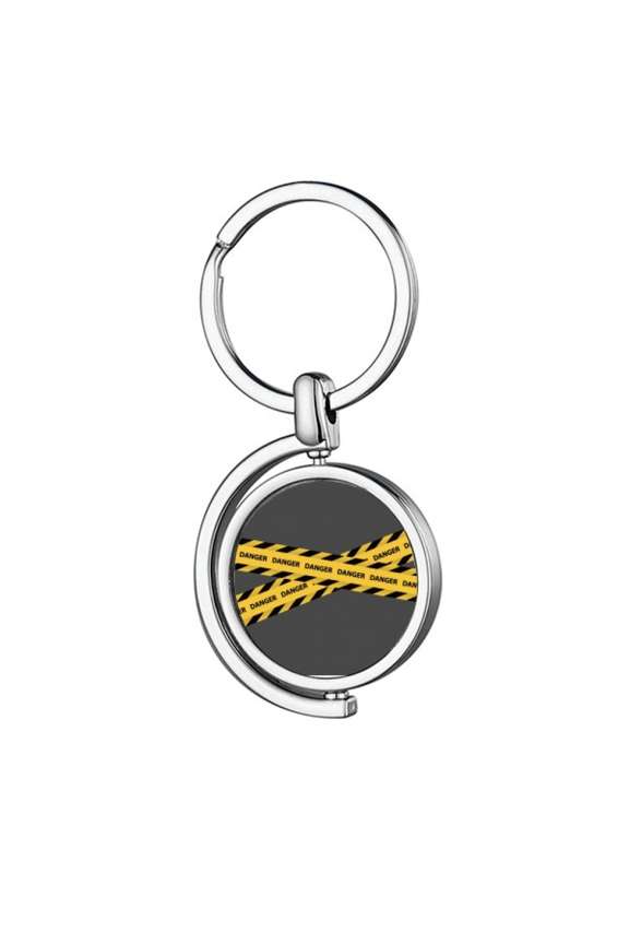 Logo Danger Warning Art Deco Fashion Rotating Keychain Metal Keyring Holder