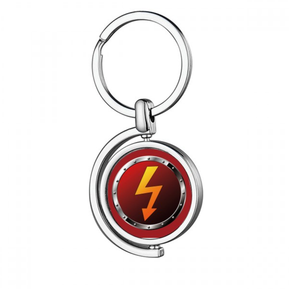Logo Electricity Dangerous Rotating Keychain Metal Keyring Holder