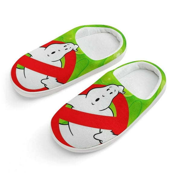 Logo Ghostbusters Movie Kid's Cotton Slippers Winter Warm Soft Plush Slippers with Rubber Sole Non-Slip Indoor Outdoor Slip on Shoes Fluffy House Slippers For Boys Girls Teen