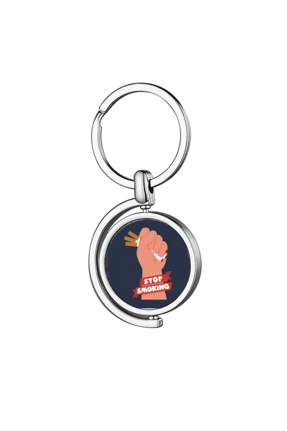 Logo Hand Grasp Cigarettes Rotating Keychain Metal Keyring Holder