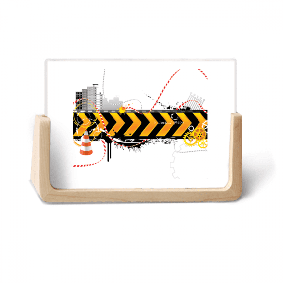 Logo Long Black And Yellow Strips Photo Wooden Photo Frame Tabletop Display