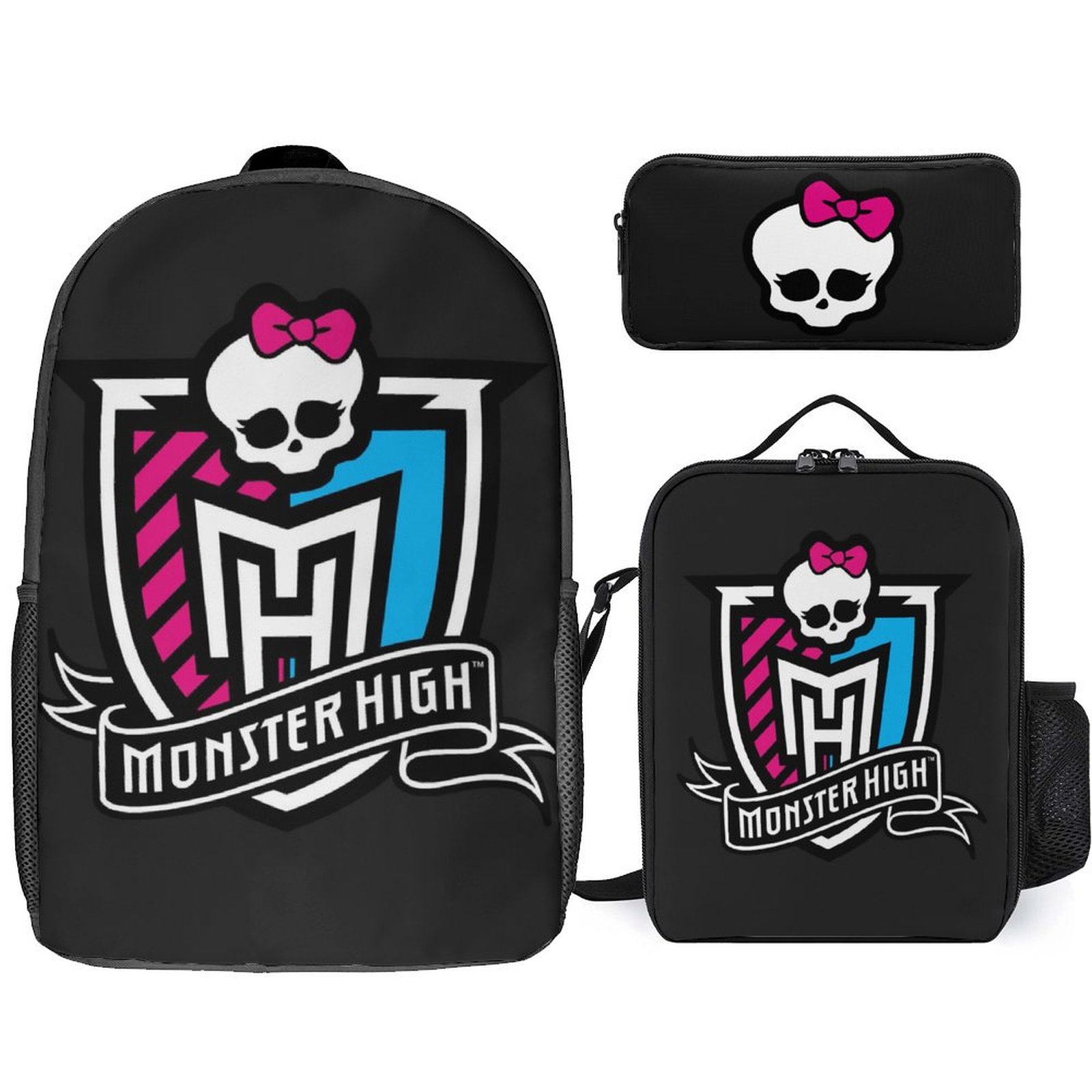 Logo Monster High Skull Backpack With Lunch Bag Pencil Case Set ...