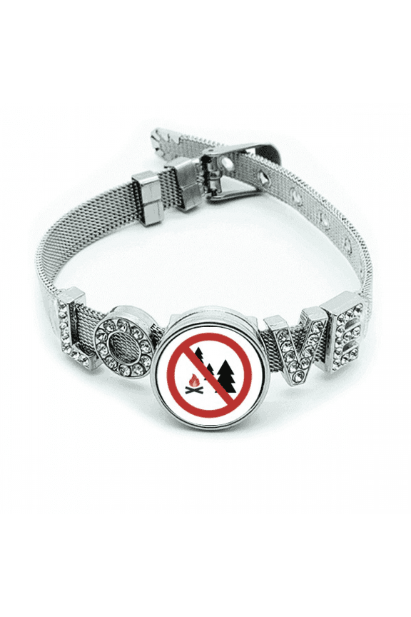 Logo No Burning Fires Art Deco Fashion Bracelet Wristband Crystal Love Adjustable Bangle