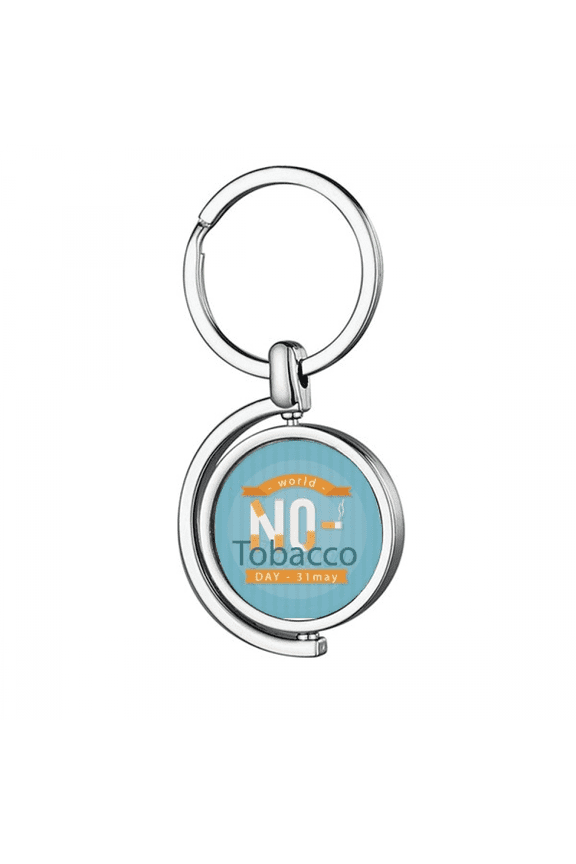Logo No Tobacco Day Art Deco Fashion Rotating Keychain Metal Keyring Holder