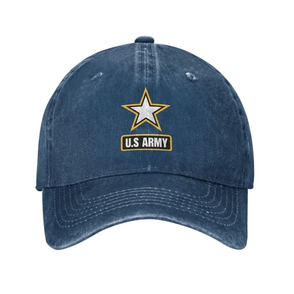 Logo Of The United States Army Vintage Adult Washed Denim Baseball Cap - Casual Adjustable Dad Hat for Men & Women