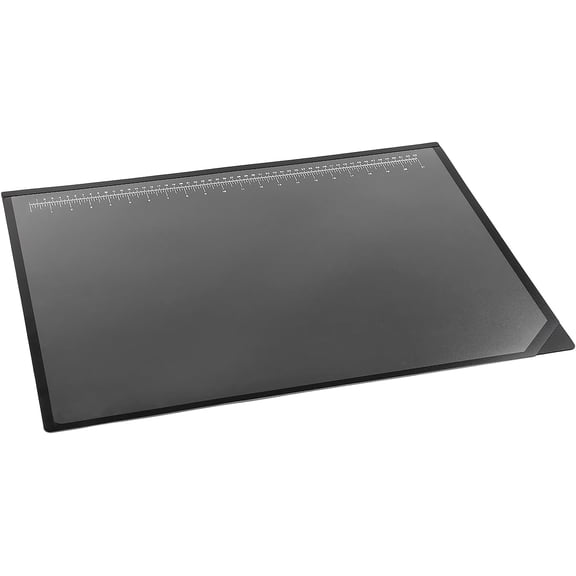 Logo Pad Engineering Desk Mat for Desktop Organization & Document Protection, Printed Ruler Measurements, Black/Clear, 19" x 24"