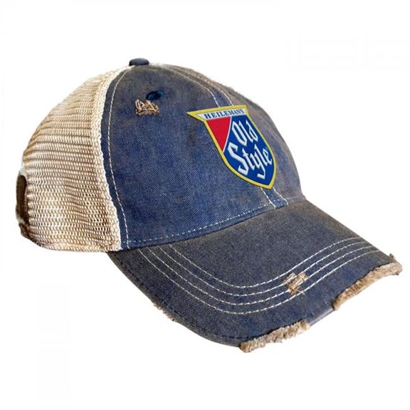 Logo Patch Colorway Distressed Adjustable Hat, Navy
